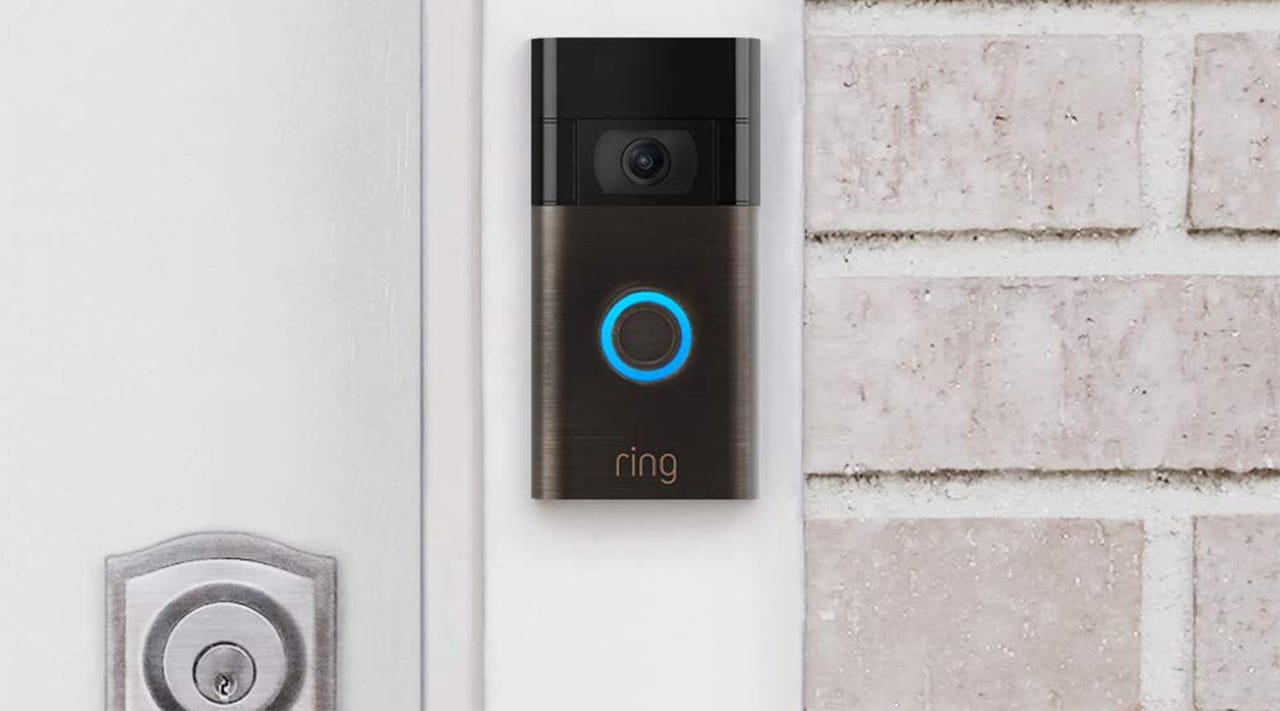 Ring Doorbell mounted on a door frame.