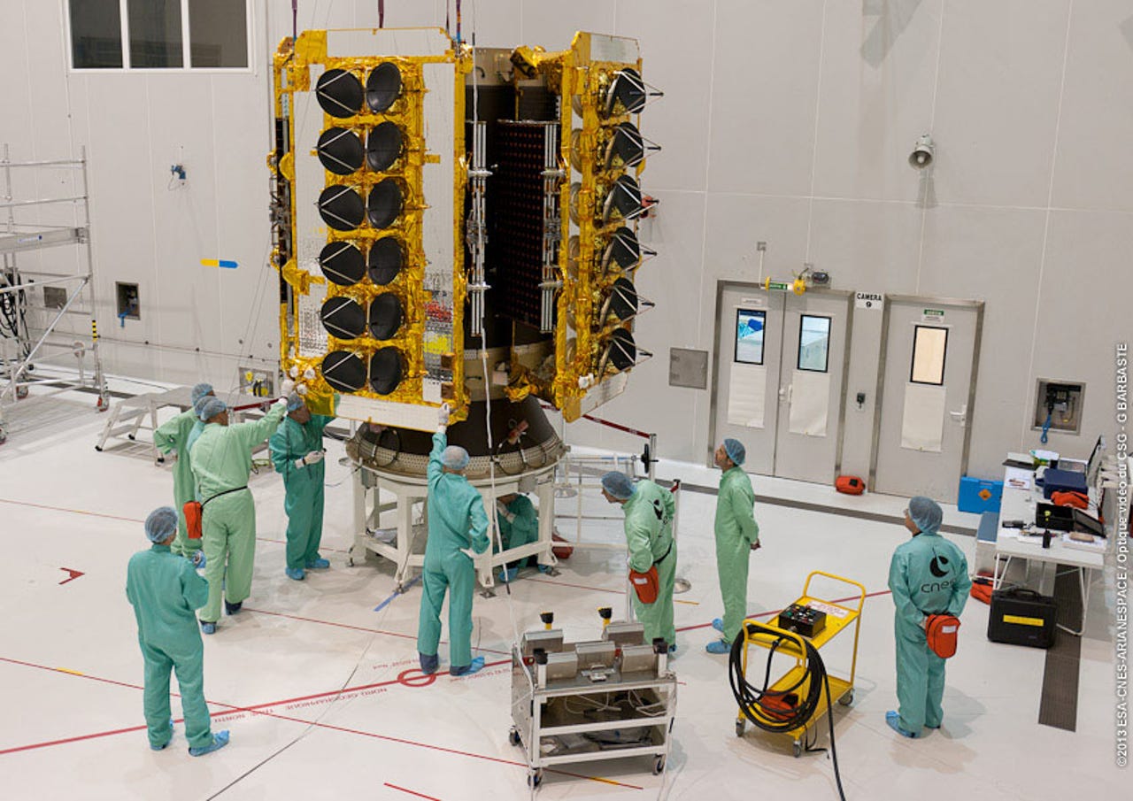 O3b's satellites mounted to launch dispenser