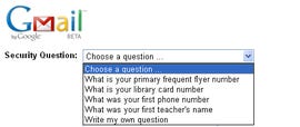 Gmail Security Questions
