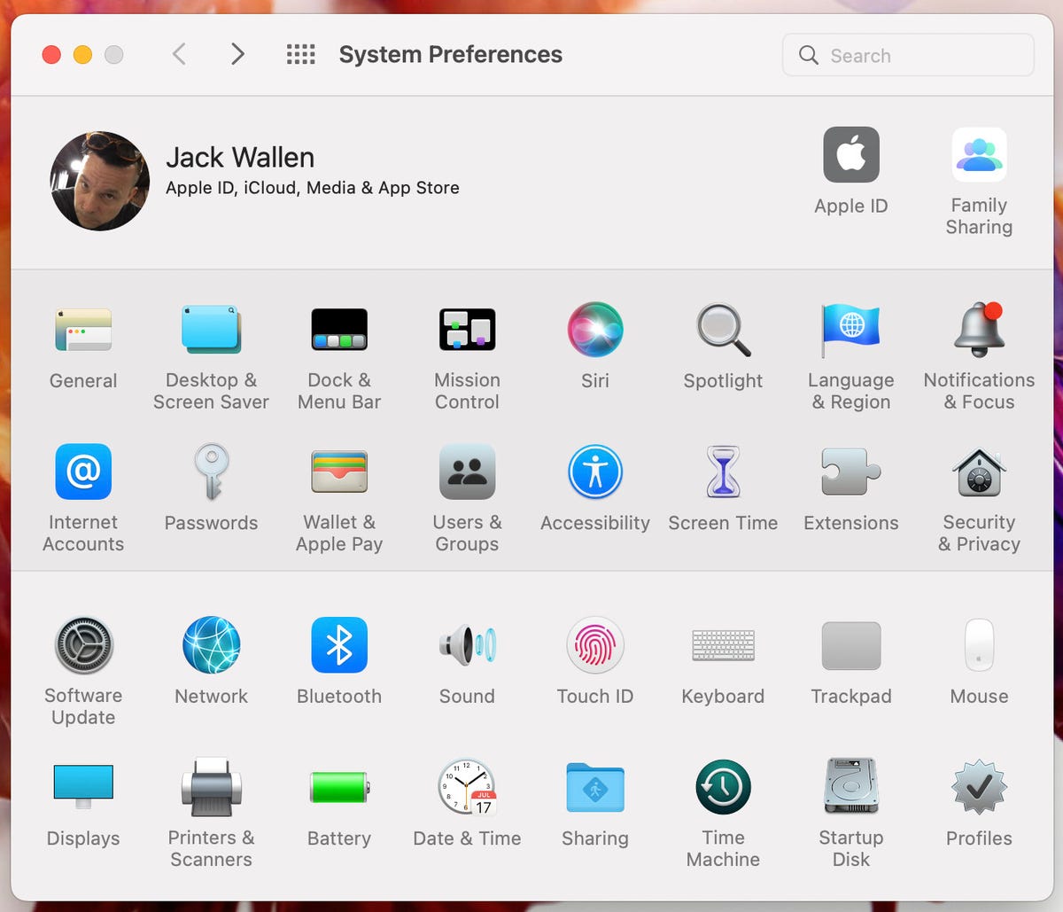 System Preferences window in macOS Monterey.