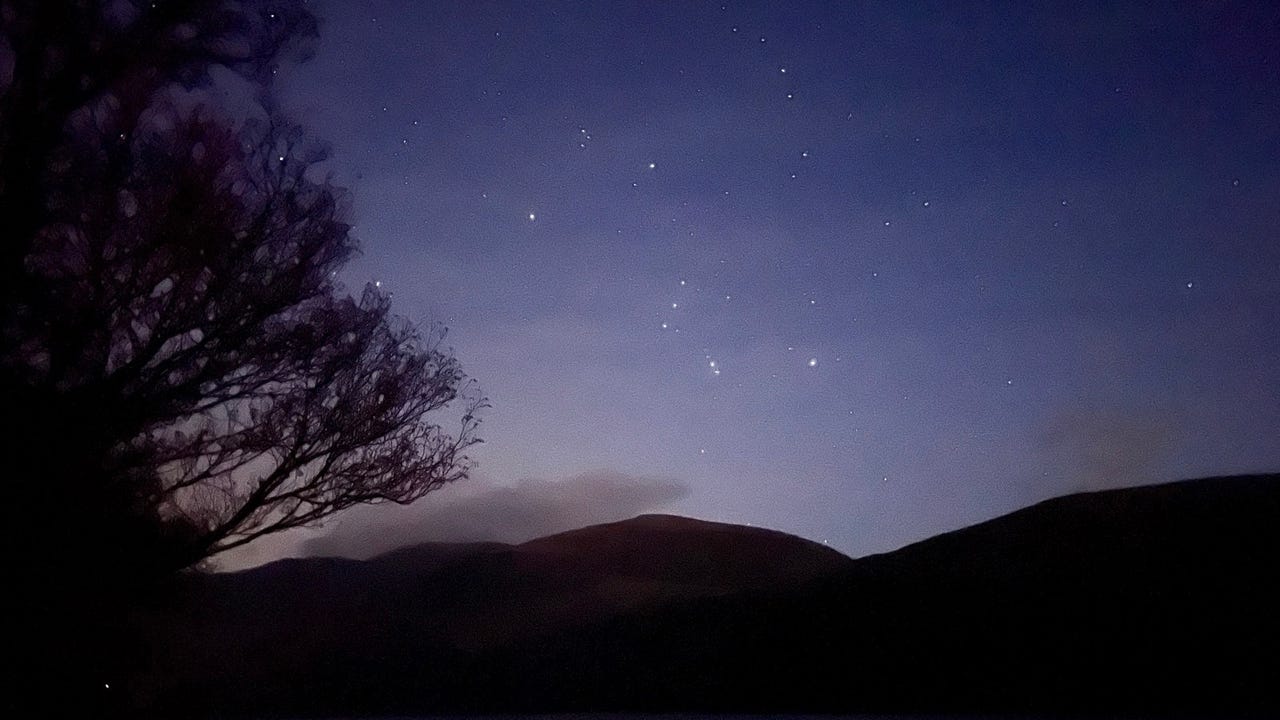 The constellation Orion over Snowdonia, North Wales, UK