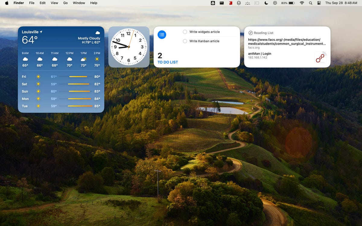 Un bureau MacOS Sonoma contenant des widgets