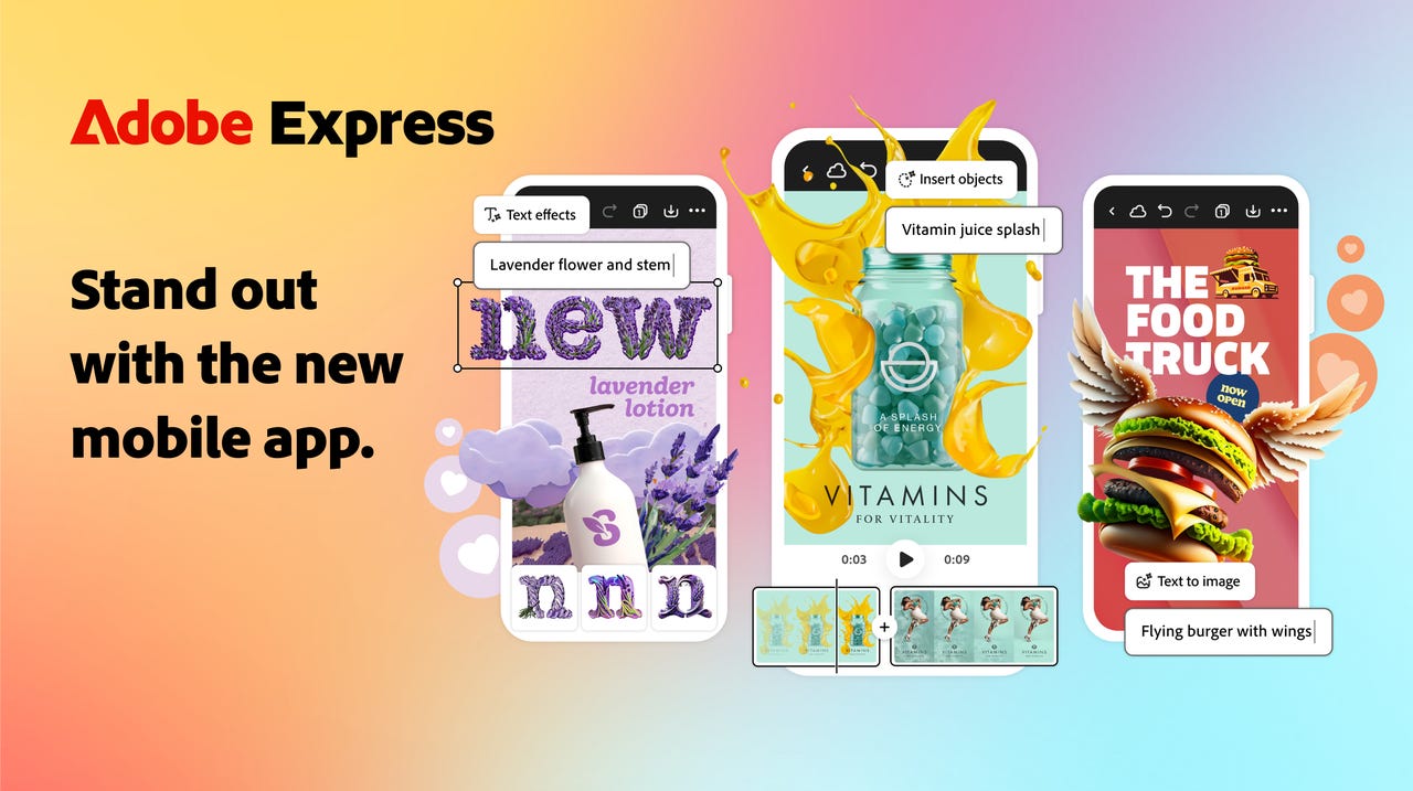 A promotional image from Adobe's Express App launch campaign.