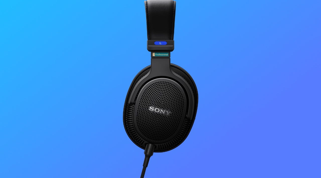 Sony's new MDR-MV1 headphones against a blue background