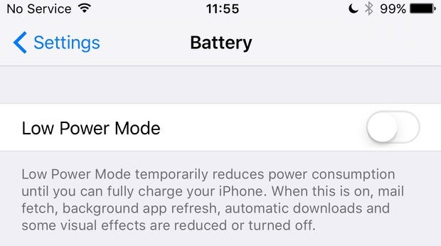 iOS 9 low power mode