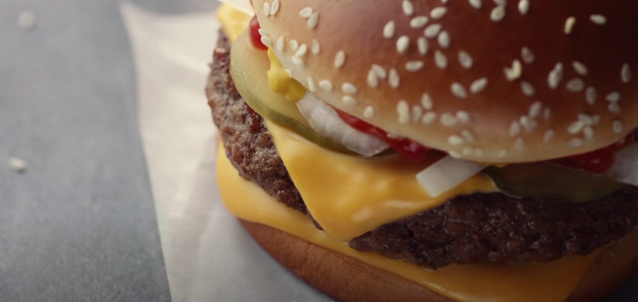 A McDonald's cheeseburger