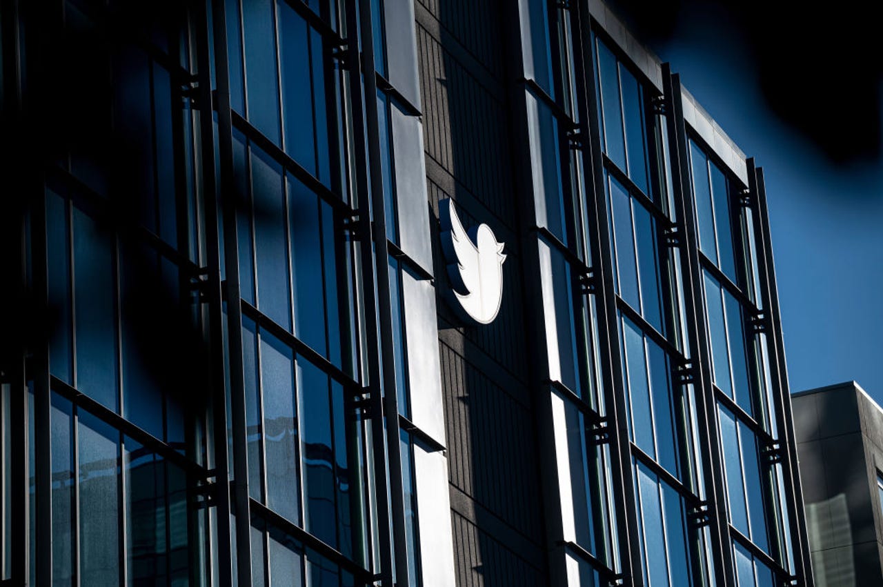 Twitter bird logo on its HQ building
