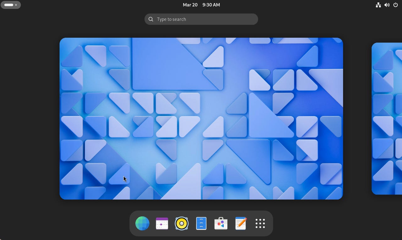 The default GNOME 46 desktop.