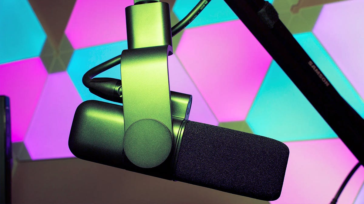 Logitech's Blue Sona microphone with RGB lights behind it