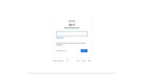 Google sign in page screenshot