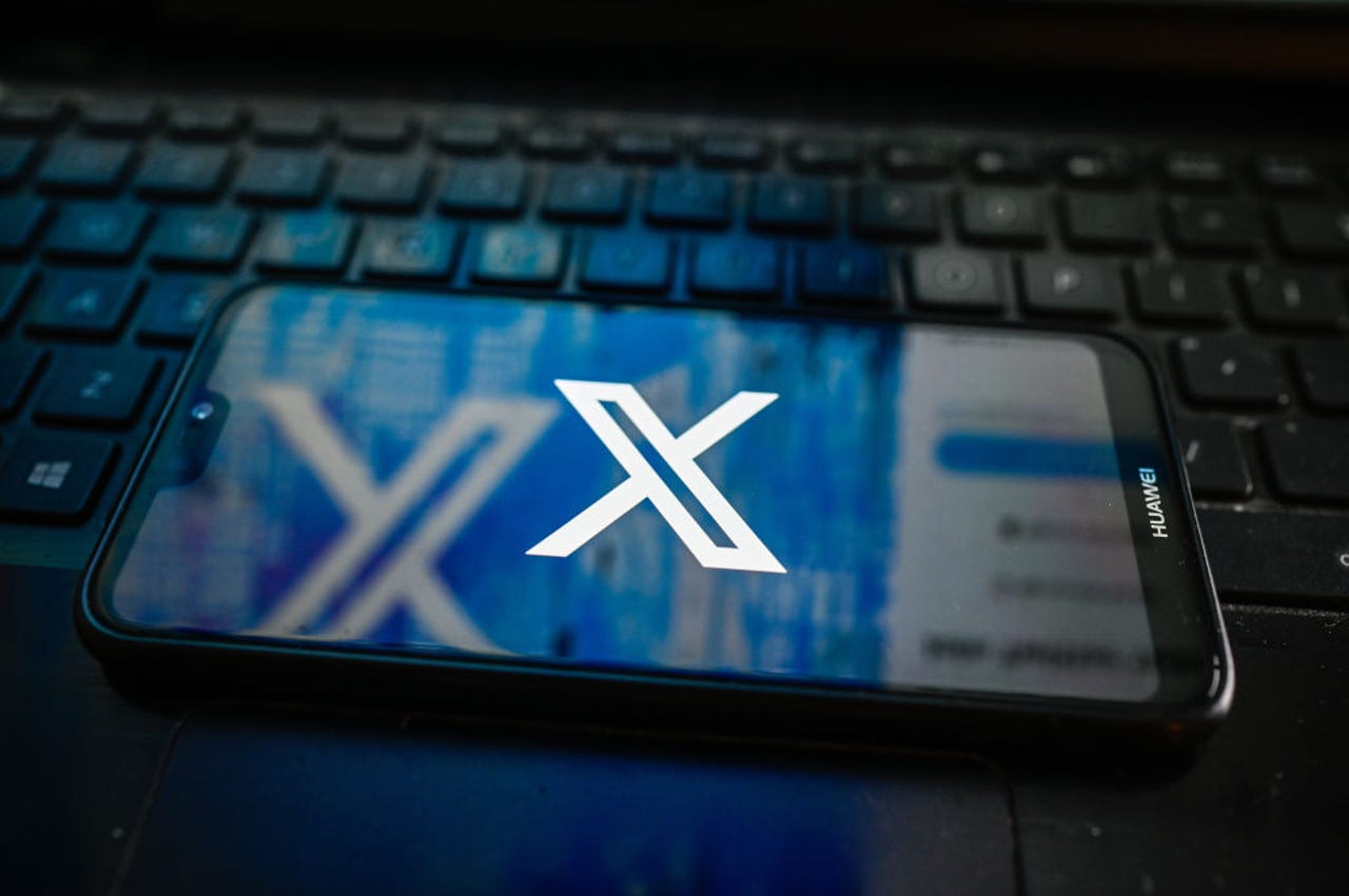 Twitter X logo on phone