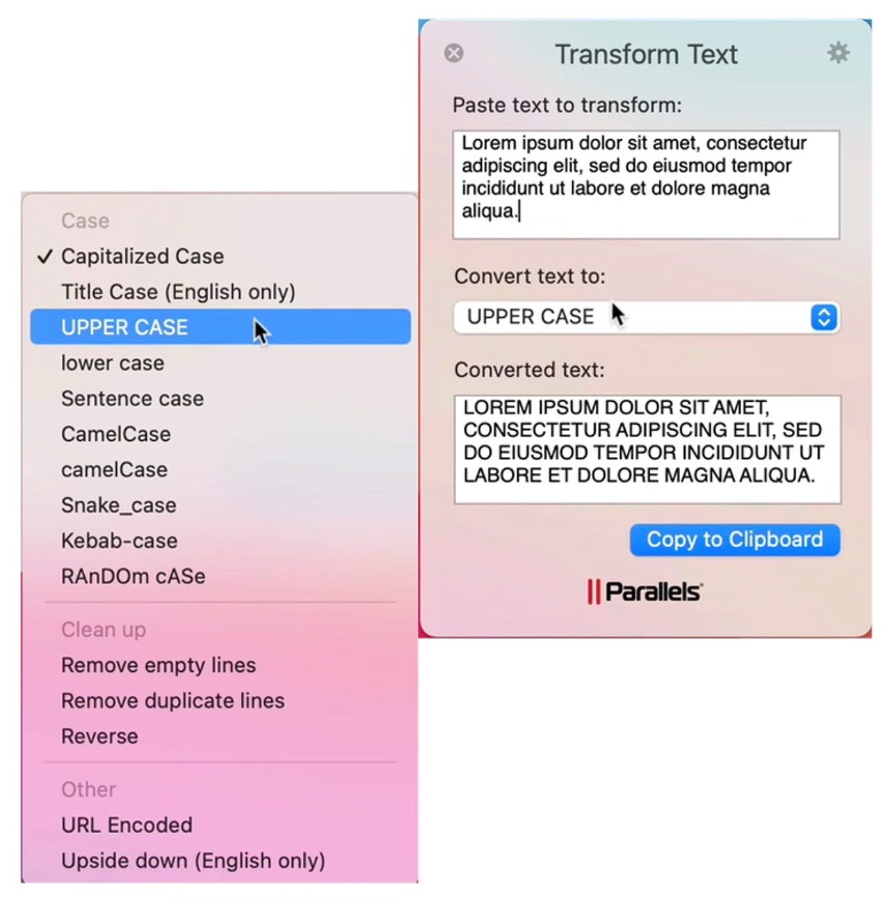 Transform Text tool