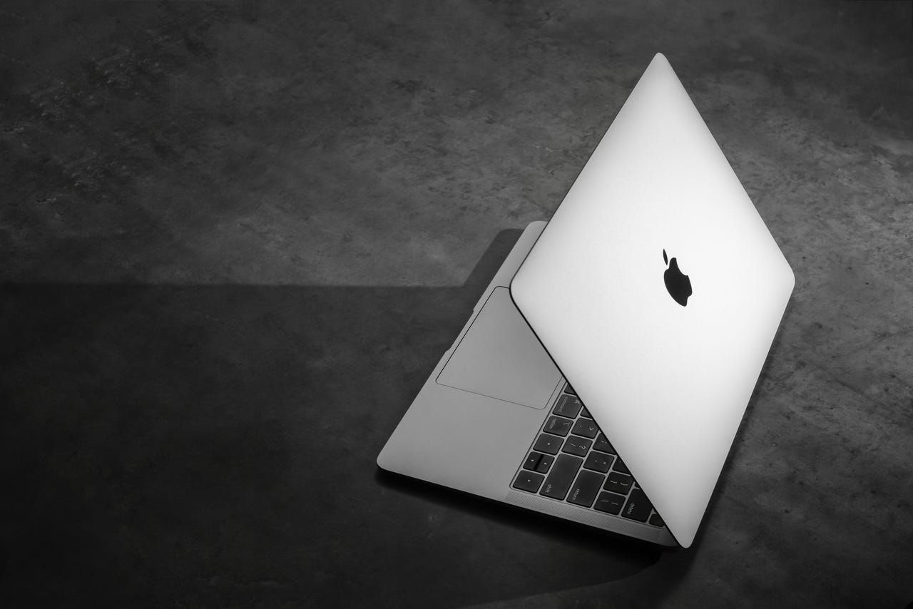 MacBook Air in black and white