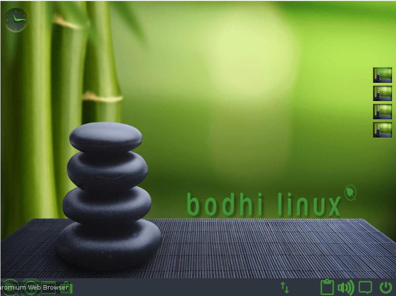 The default Bodhi Linux desktop.