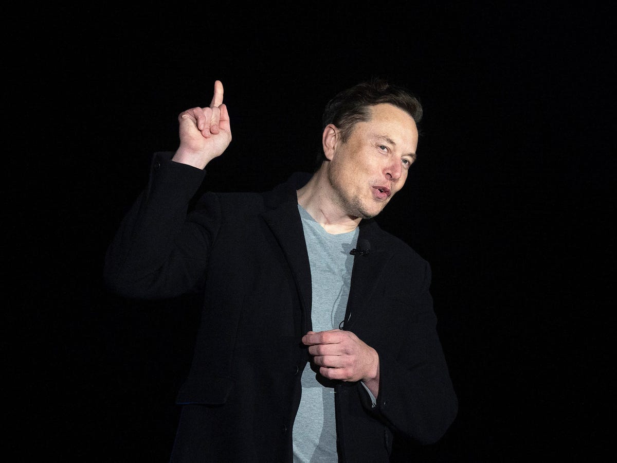 Elon Musk points up