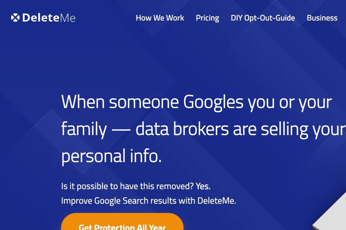 Delete Me page warning that data brokers may be selling your personal info