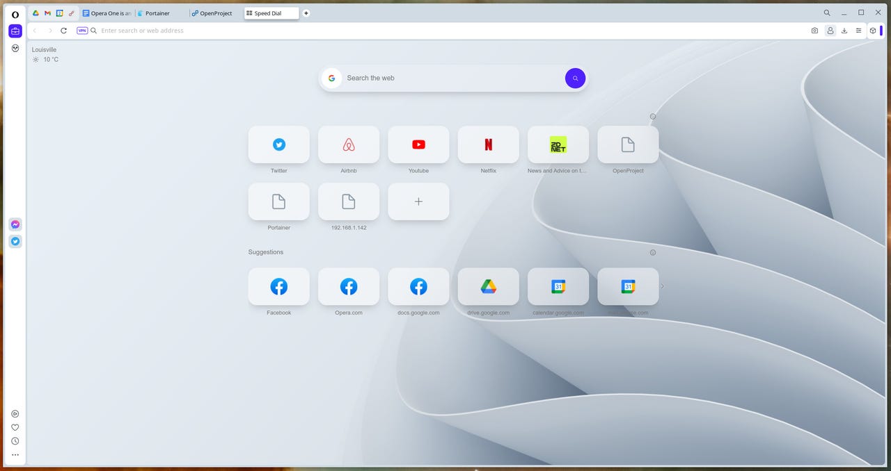 The Opera One browser.